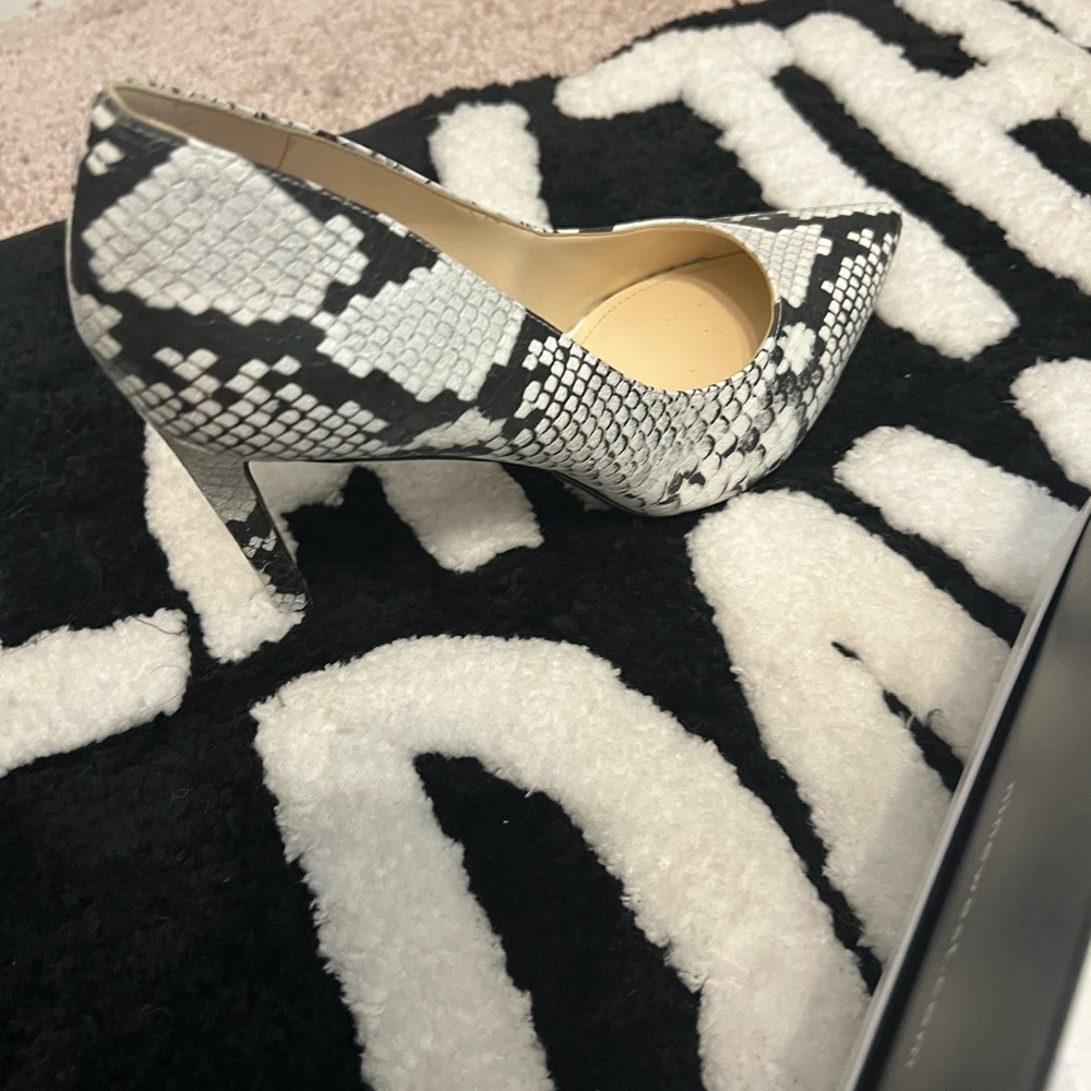 Nine West Black and White Snakeskin Heels